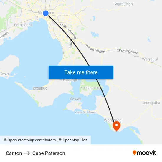 Carlton to Cape Paterson map
