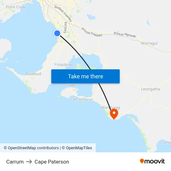 Carrum to Cape Paterson map