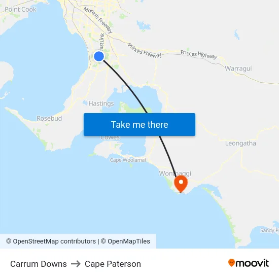 Carrum Downs to Cape Paterson map