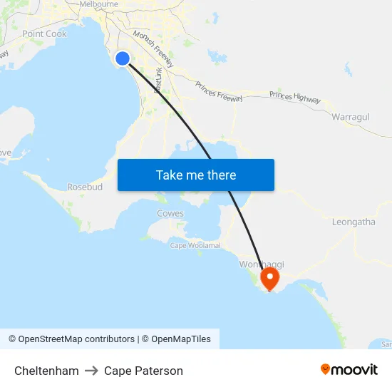 Cheltenham to Cape Paterson map