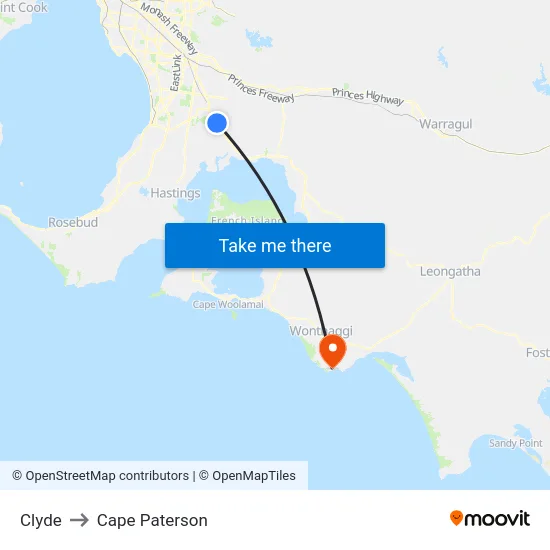 Clyde to Cape Paterson map