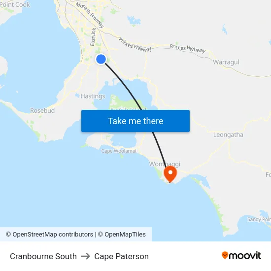Cranbourne South to Cape Paterson map
