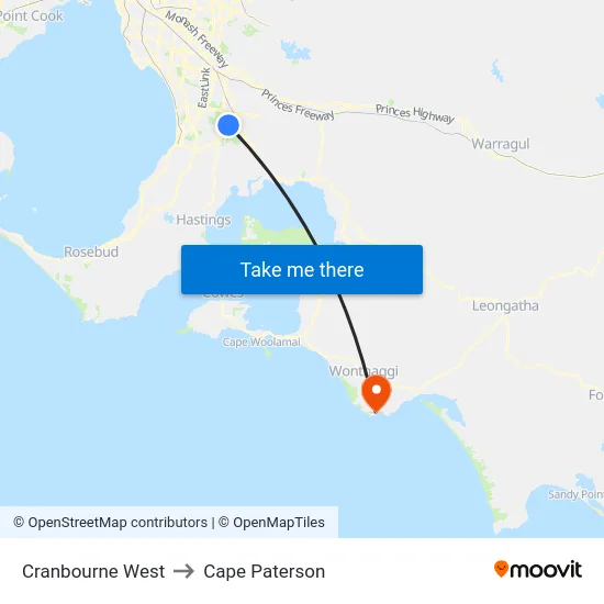 Cranbourne West to Cape Paterson map