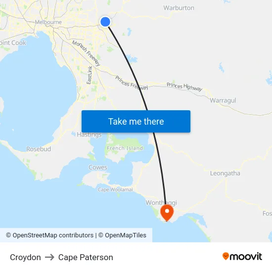 Croydon to Cape Paterson map