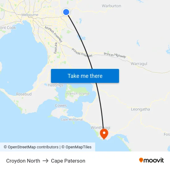 Croydon North to Cape Paterson map