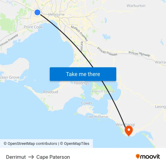 Derrimut to Cape Paterson map