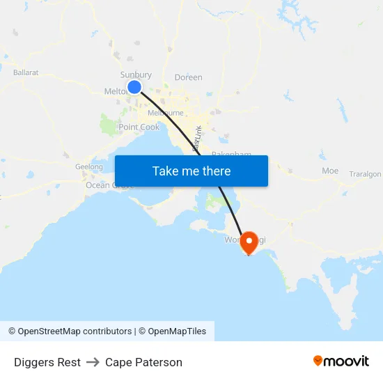 Diggers Rest to Cape Paterson map