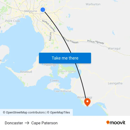 Doncaster to Cape Paterson map