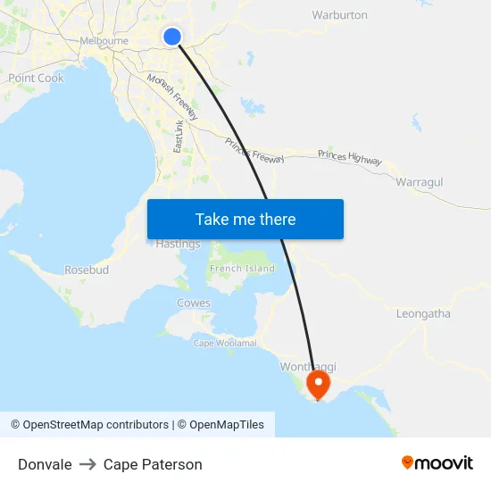 Donvale to Cape Paterson map