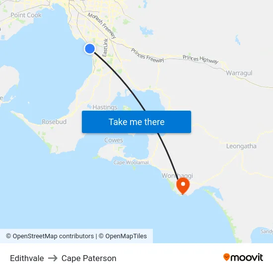 Edithvale to Cape Paterson map