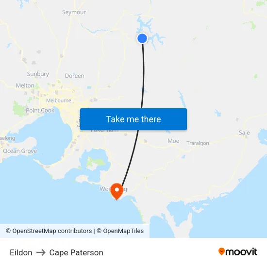 Eildon to Cape Paterson map