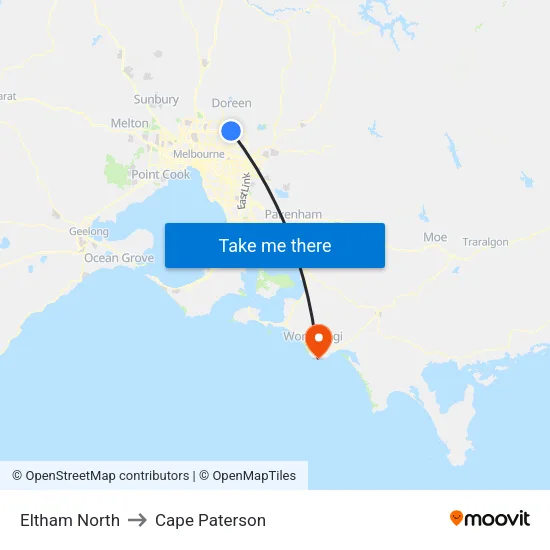 Eltham North to Cape Paterson map