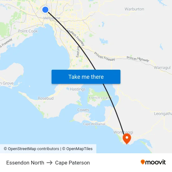 Essendon North to Cape Paterson map