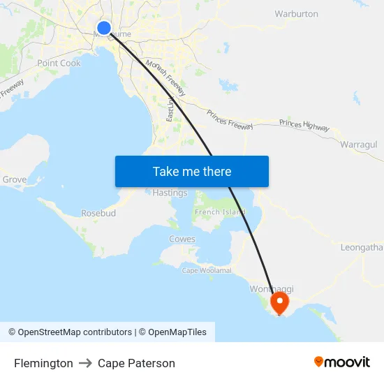 Flemington to Cape Paterson map