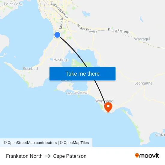 Frankston North to Cape Paterson map