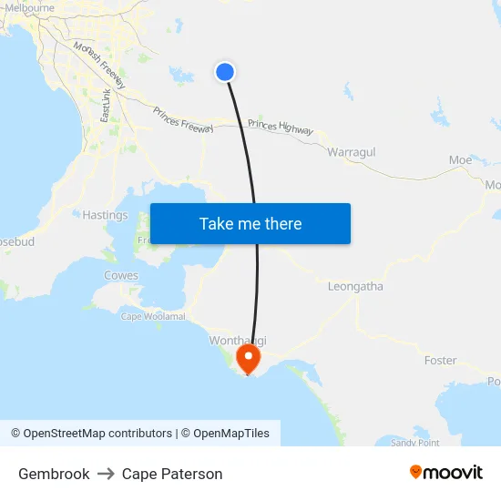 Gembrook to Cape Paterson map