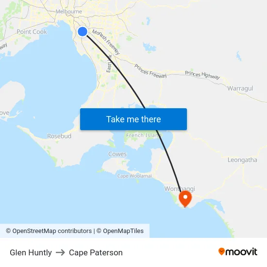 Glen Huntly to Cape Paterson map
