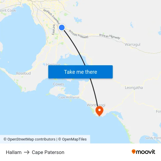 Hallam to Cape Paterson map