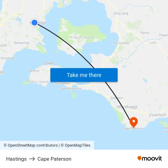 Hastings to Cape Paterson map