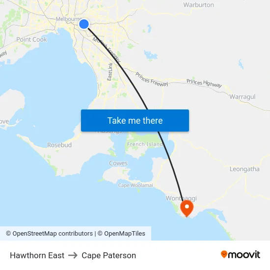 Hawthorn East to Cape Paterson map