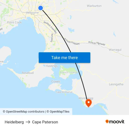 Heidelberg to Cape Paterson map