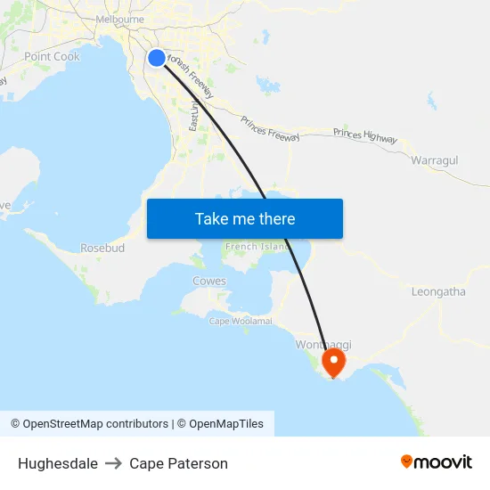 Hughesdale to Cape Paterson map