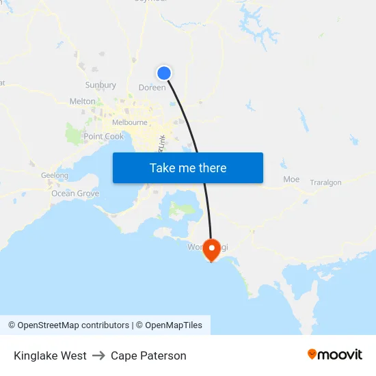 Kinglake West to Cape Paterson map
