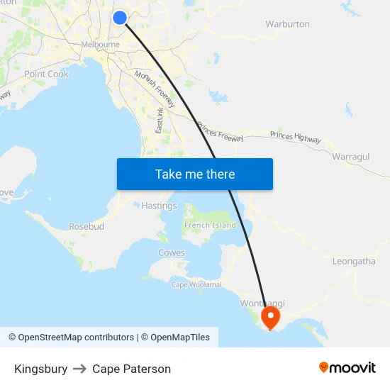 Kingsbury to Cape Paterson map