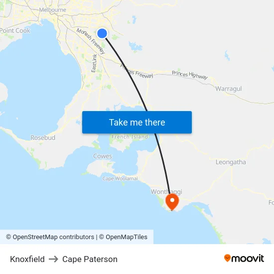 Knoxfield to Cape Paterson map