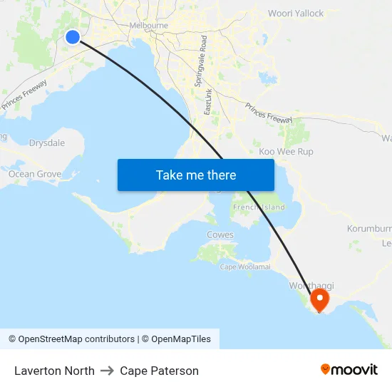 Laverton North to Cape Paterson map