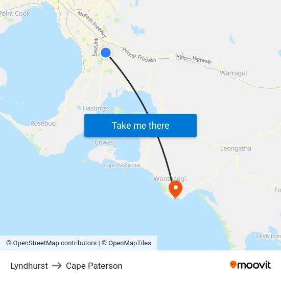 Lyndhurst to Cape Paterson map