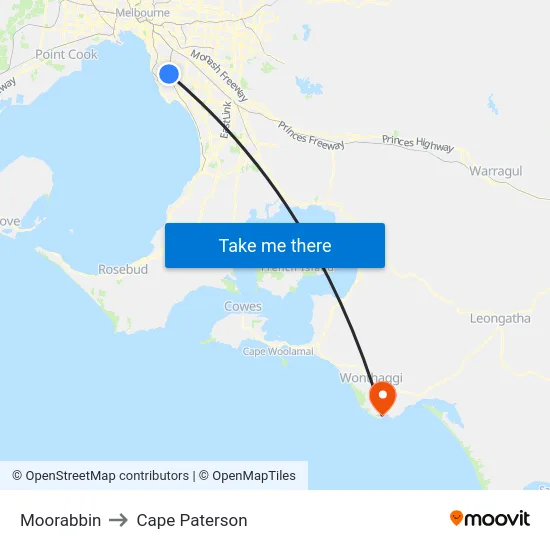 Moorabbin to Cape Paterson map