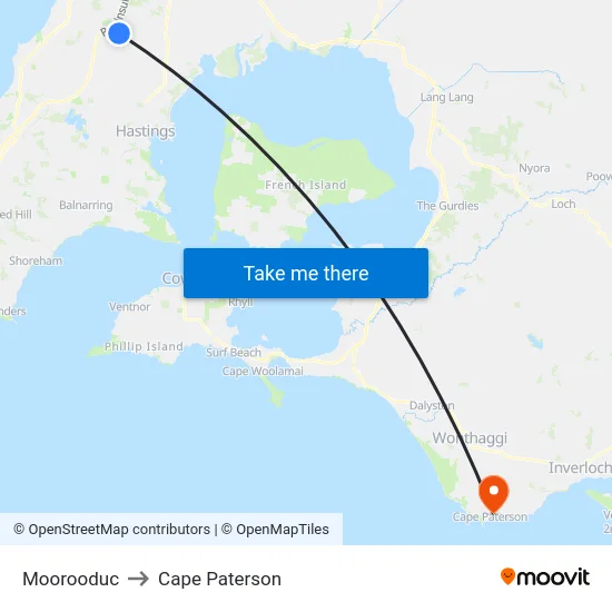 Moorooduc to Cape Paterson map