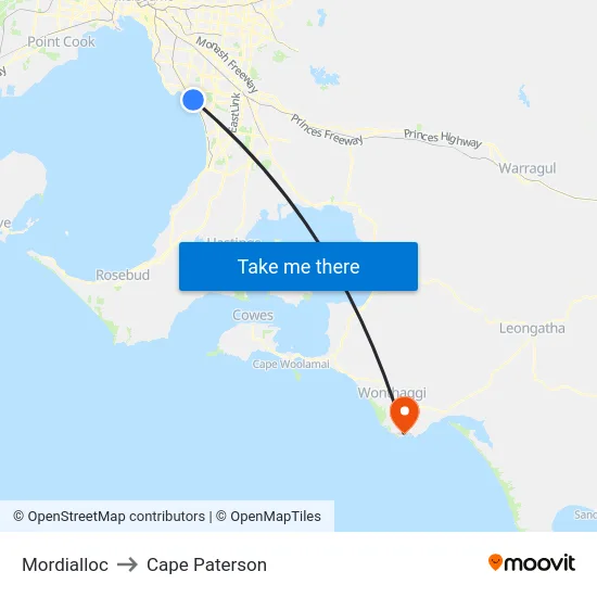 Mordialloc to Cape Paterson map