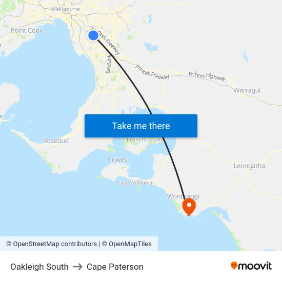 Oakleigh South to Cape Paterson map