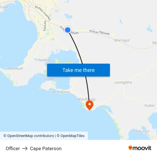 Officer to Cape Paterson map