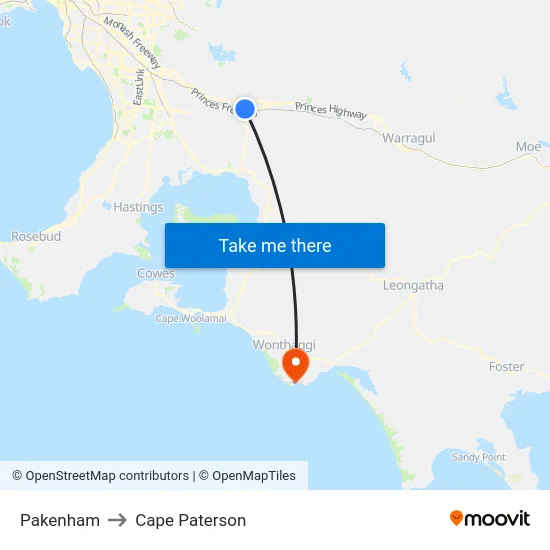 Pakenham to Cape Paterson map