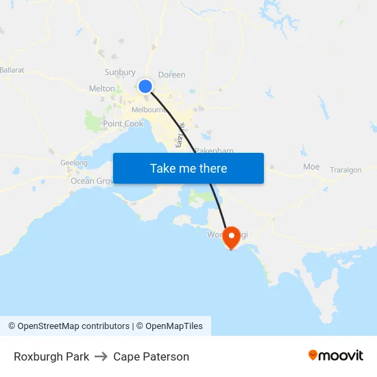 Roxburgh Park to Cape Paterson map
