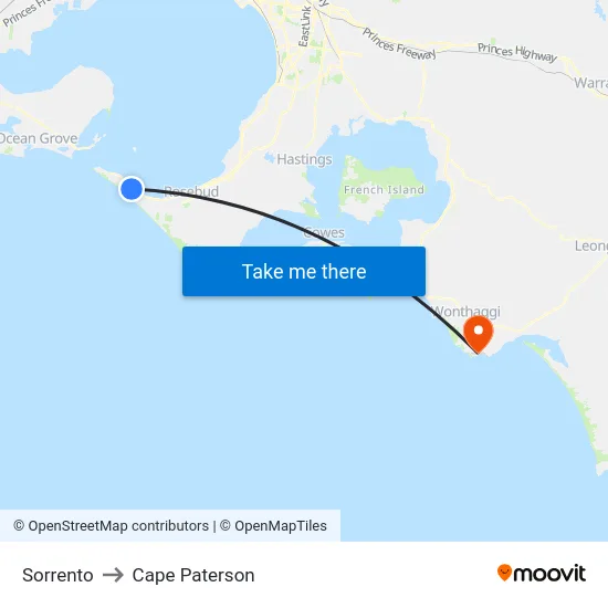 Sorrento to Cape Paterson map