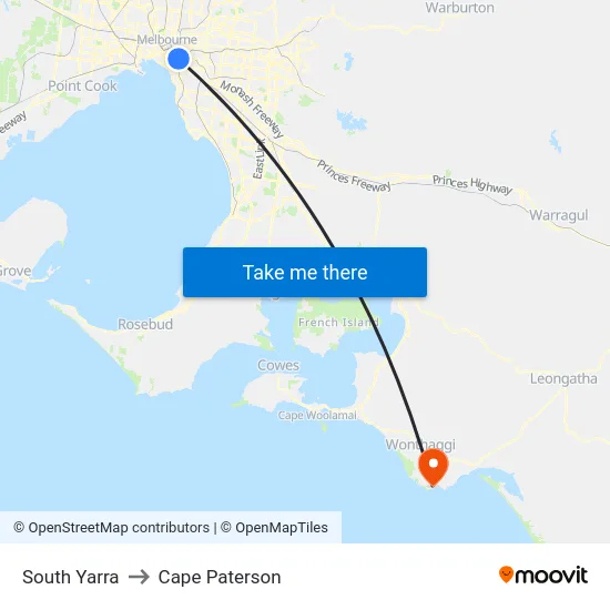 South Yarra to Cape Paterson map