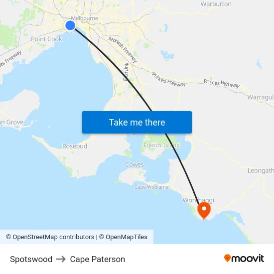 Spotswood to Cape Paterson map