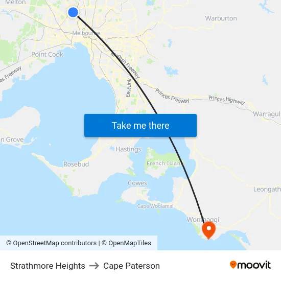 Strathmore Heights to Cape Paterson map