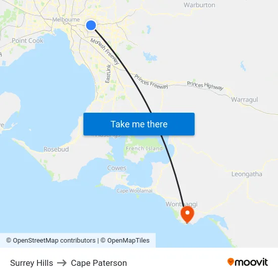 Surrey Hills to Cape Paterson map