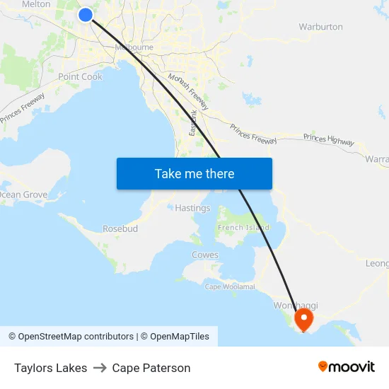 Taylors Lakes to Cape Paterson map