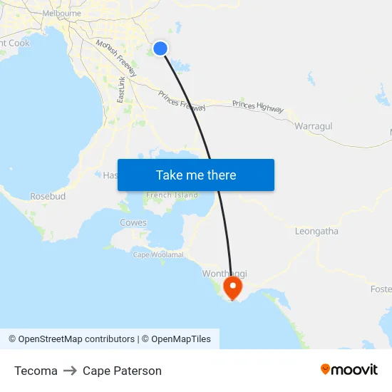 Tecoma to Cape Paterson map