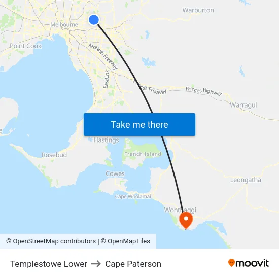 Templestowe Lower to Cape Paterson map