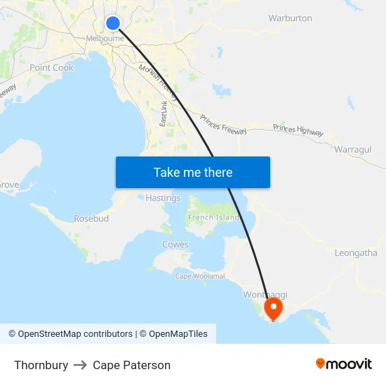 Thornbury to Cape Paterson map