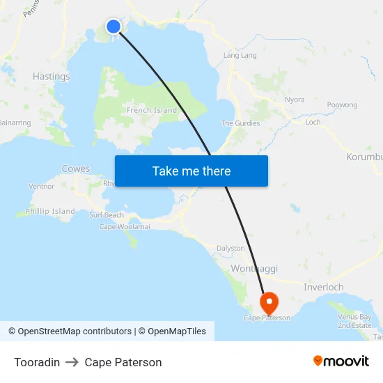 Tooradin to Cape Paterson map