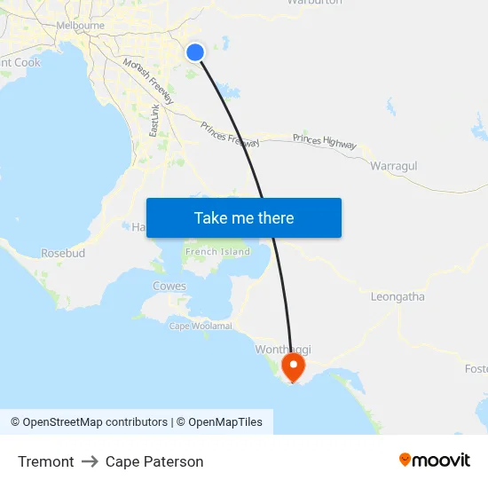 Tremont to Cape Paterson map