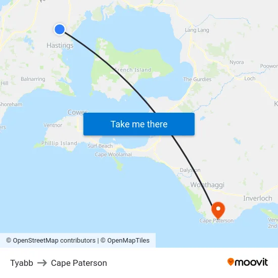 Tyabb to Cape Paterson map